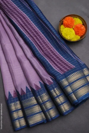 Semi raw silk saree lavender and blue