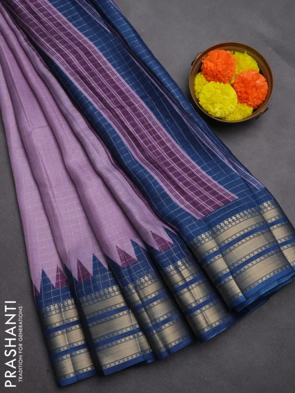 saree-KAN-1 Semi raw silk saree lavender and blue
