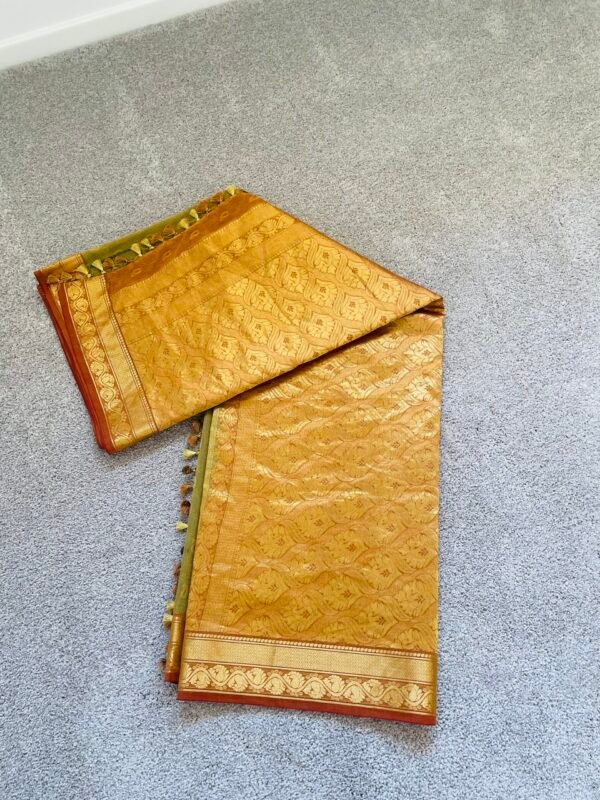 Tissue silk saree yellow and red