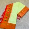 Pure paithani silk saree dual shade of green and red
