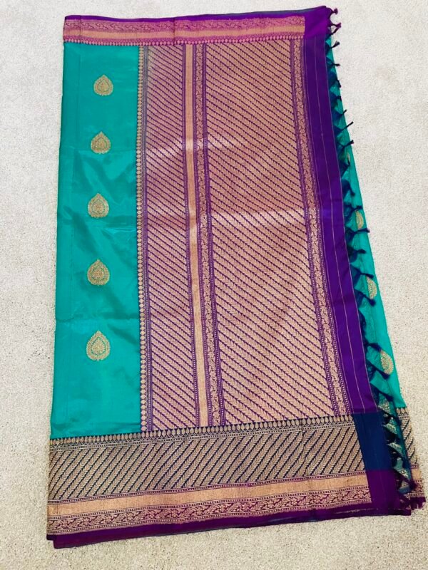 Banarasi uppada silk saree green purple