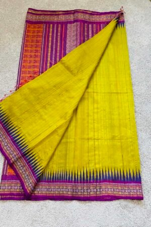 Lemon purple Tussar Silk Saree